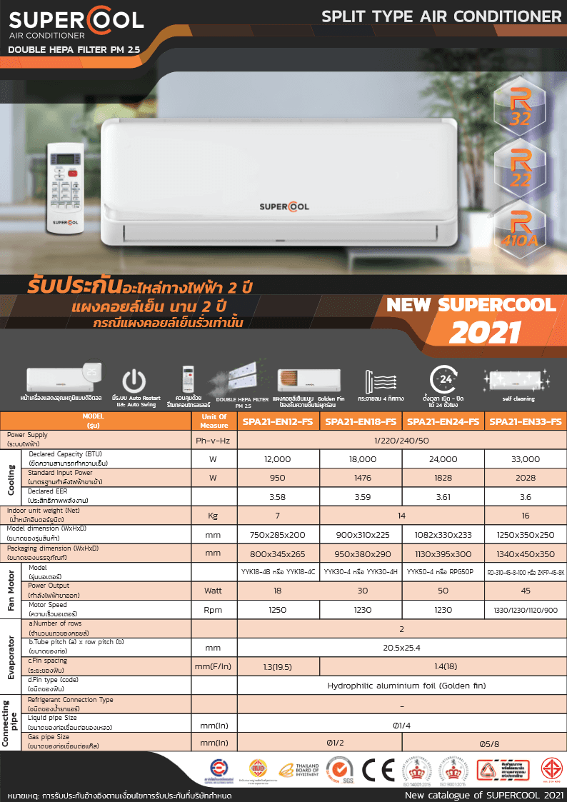 เครื่องปรับอากาศซูเปอร์คูล SUPER COOL Air Conditioner